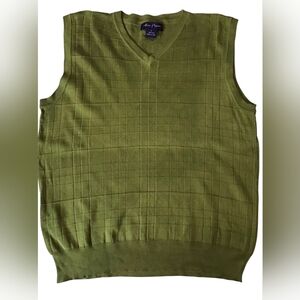 Alan Flusser Men's Green Silk Sweater Vest Large